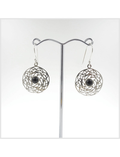 Boucles Onyx en argent massif