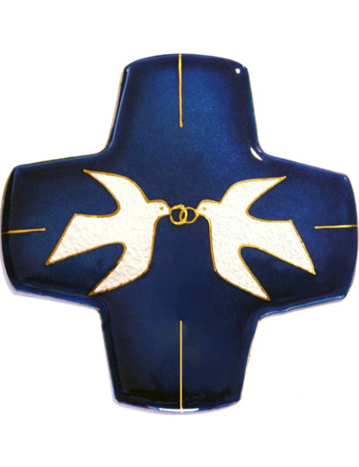 Mariage deux colombes  9,7X9,7cm - EMAUX DU LIBAN