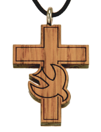 Croix en Bois d'Erable Vernis 3,2cm avec Cordon - COLOMBE