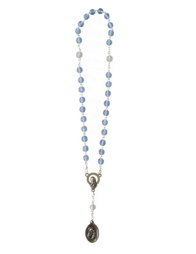Chapelet Perles Plastique Sur Chaine Argentée -SAINT JOSEPH