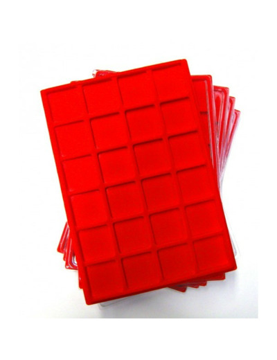 2 PLATEAUX ROUGE 24 CASES AVEC COUVERCLE TRANSPARENT 21306
