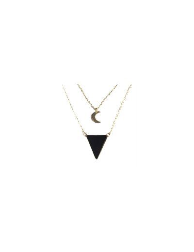 Collier Triangle et lune Onyx Noir