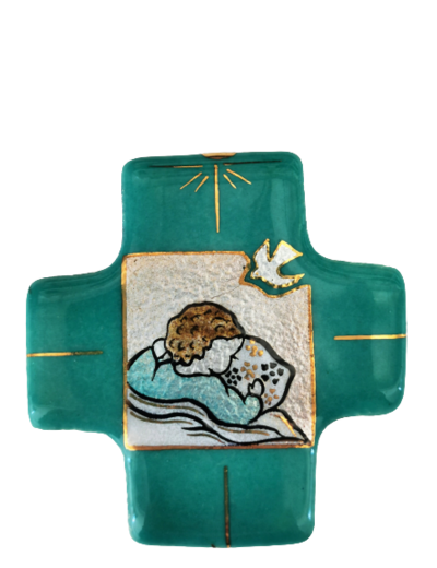 Doux rêve Garçon turquoise 7,7X8cm - EMAUX DU LIBAN