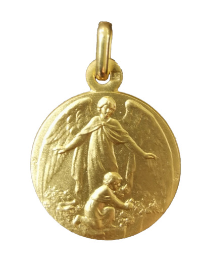 Médaille 18mm en Plaqué Or - ANGE GARDIEN