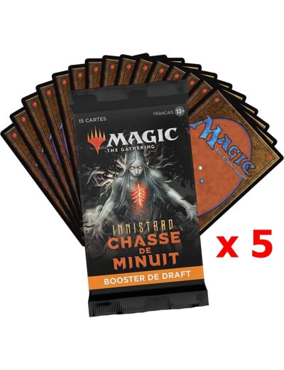 Lot 5 Boosters de draft - Magic The Gathering - Innistrad – Chasse de Minuit