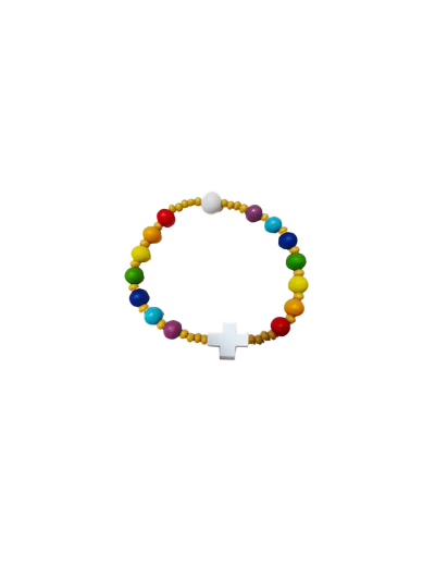 Bracelet bois multicolore - Perles 8/10mm