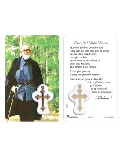 Carte-prière avec insertion- ABBÉ PIERRE