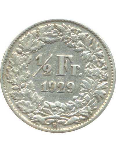 SUISSE 1/2 FRANC 1929 B TTB