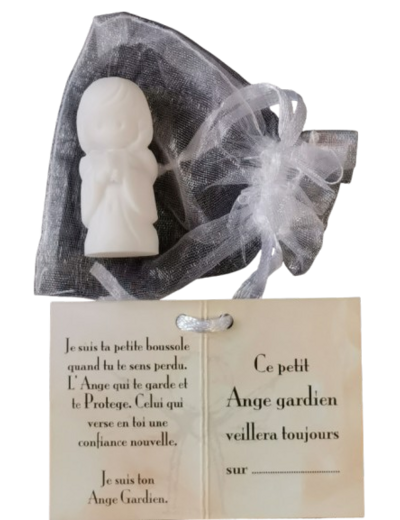 Ange Gardien Garçon Livre -Statue en Albaster 4,5cm + TULLE