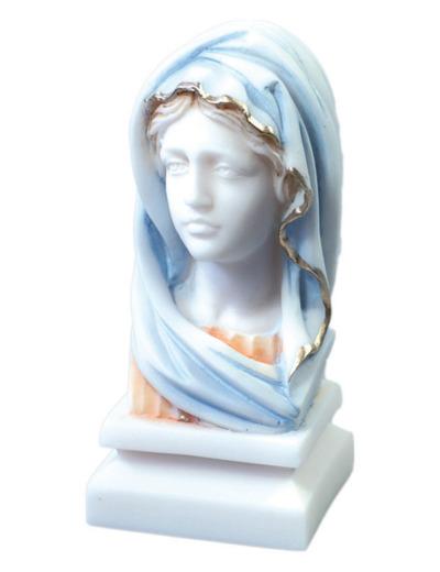 Vierge BUSTE - Statue en albâtre 13cm -Couleur