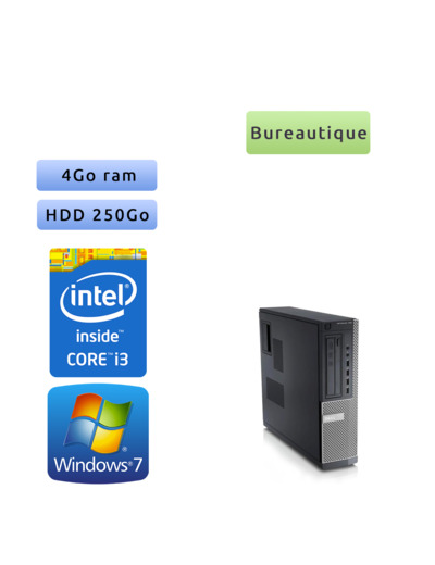 Dell Optiplex 790 SFF - Windows 7 - i3 4GB 250GB - Ordinateur Tour Bureautique PC