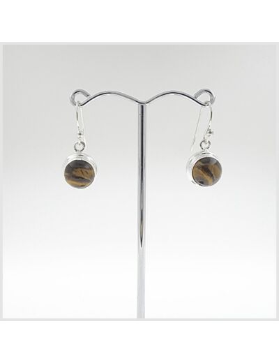 Boucles d'oreilles Oeil de tigre et Argent Massif