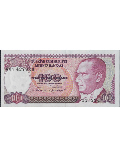 TURQUIE 100 LIRA L.1970 (1984) Série A07 NEUF (W194a)