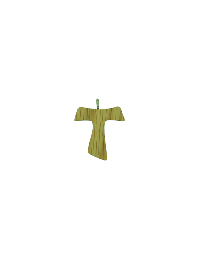 Croix en Bois d'Erable Vernis 3,2cm avec Cordon - TAU