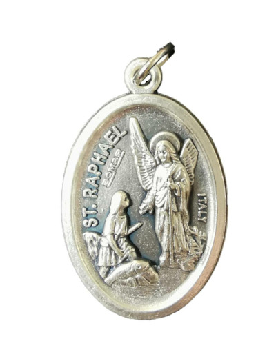 Médaille 22mm Ovale en métal argenté - ST RAPHAEL