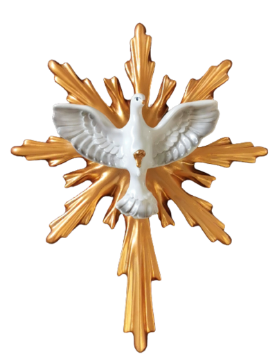 Croix Dorée et Blanche en Résine Mural 23.5x18.5cm - SAINT ESPRIT