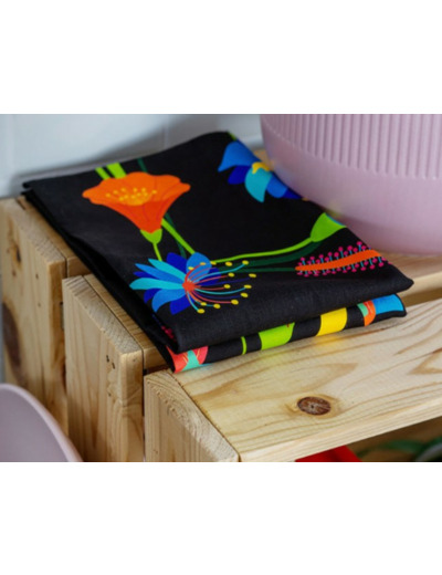 TORCHON EN COTON jardin fleuri