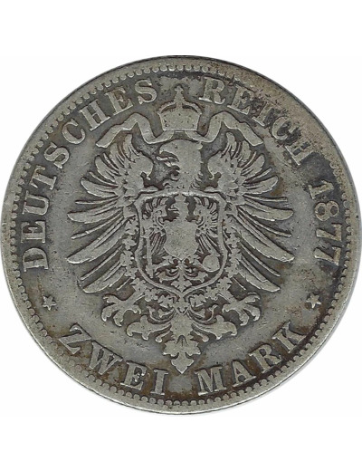 ALLEMAGNE (PRUSSE) 2 MARK 1877 B TB+