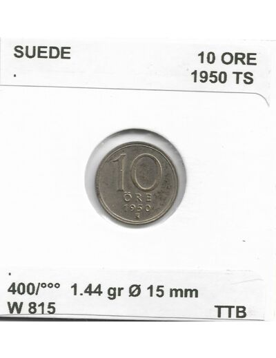 SUEDE 10 ORE 1950 TS TTB