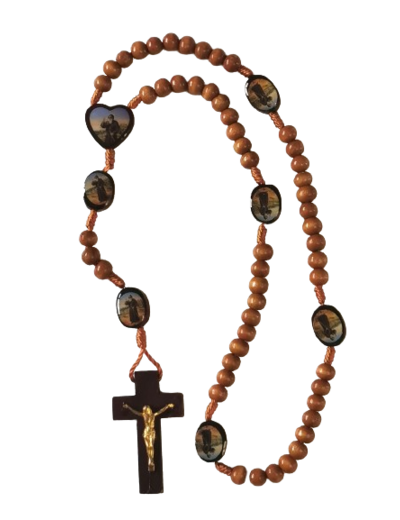 Chapelet Perles en Bois sur Corde - SAINT CHARBEL
