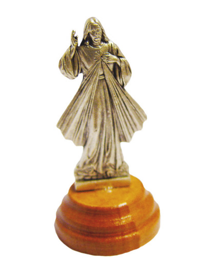 Statue 7cm en Métal Argenté avec Socle en Olivier - MISÉRICORDIEUX