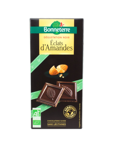 Chocolat Noir Eclats d'Amandes Bio 90g