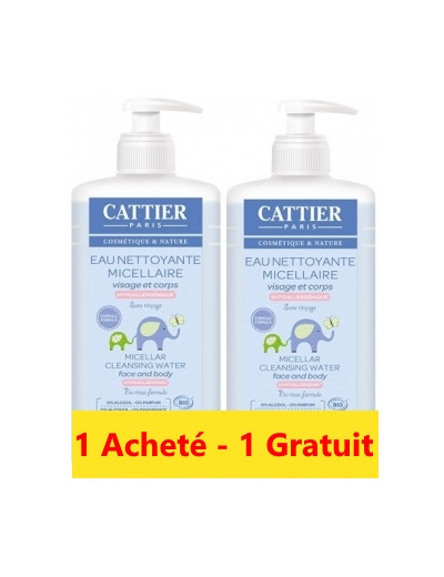 Lot de 2 Eaux nettoyantes micellaires bébé Amande douce Calendula 500ml 100% sur la 2ème