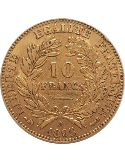 FRANCE 10 FRANCS OR CERES 1895 A TTB+