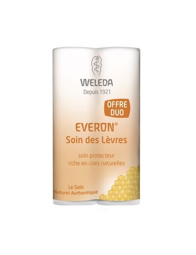 Duo Soin des lèvres Everon riche en cires naturelles 2X4g