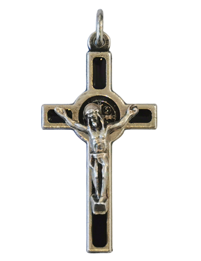 Croix de Saint Benoît en Métal avec Email 3,5 cm - Noir