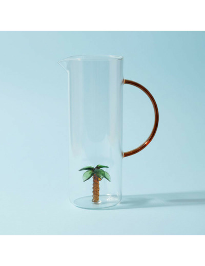 Pichet Palmier Colorea Verre 24x9x15cm