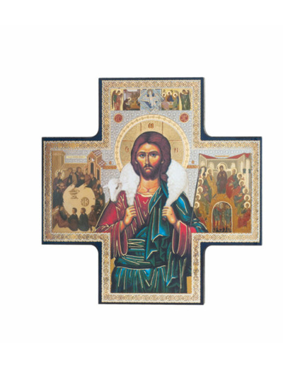 Croix Icône 15x15cm - Christ Bon Pasteur