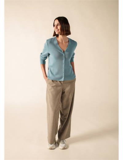 Gilet col V Brévands boutonné maille fine 100% laine Mérinos - SAINT JAMES