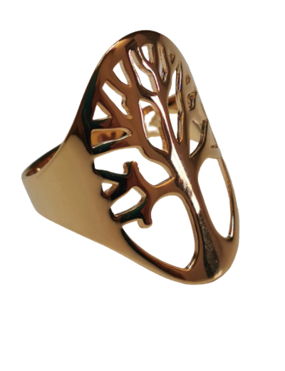 Bague Large en Plaqué Or Taille 52 - ARBRE DE VIE