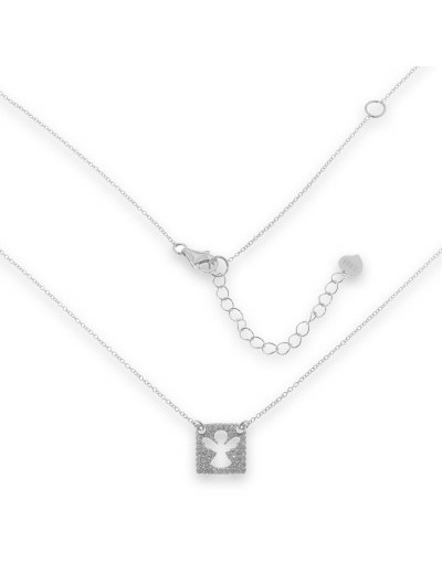 Collier Argent 925 - Pendentif ange découpé + zirconiums