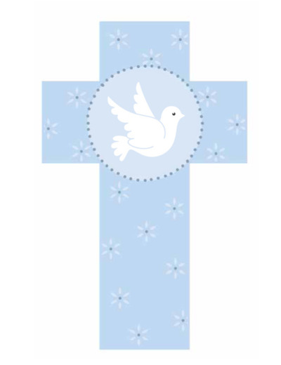 Croix Colombe bleue 12cm