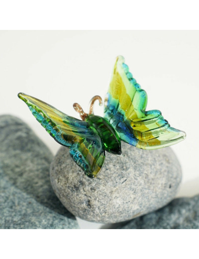 Figurine Miniature Papillon Emeraude Verre 4x4x6cm