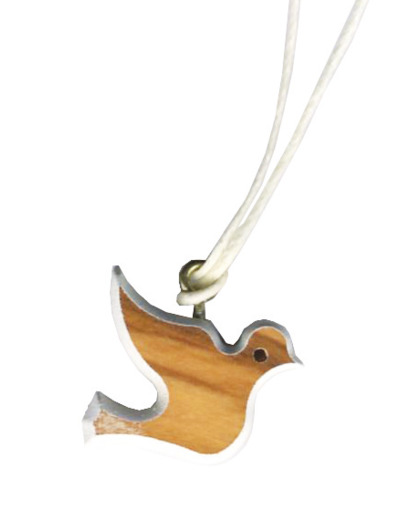 Pendentif en Olivier Bord Blanc+Lacet - COLOMBE