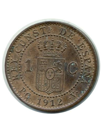 ESPAGNE 1 CENTIMO 1912 PCV ALFONSO XIII SUP- (W731)