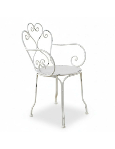 Fauteuil jardin blanc patiné fer 59x51x89cm