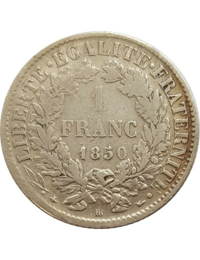 FRANCE 1 FRANC CERES 1850 BB (Strasbourg) abeille TB+