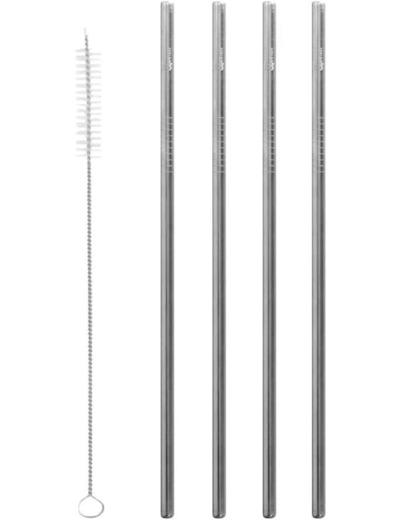 Pailles inox droites (4) + goupillon Qwetch