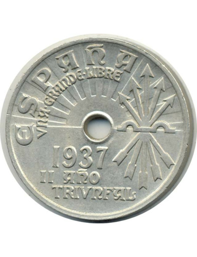 ESPAGNE REPUBLIC 25 CENTIMOS 1937 TTB+ (W753)