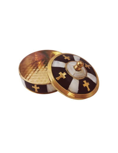 Boîte en Nacre et Métal Couleur Bronze Diamètre 7cm