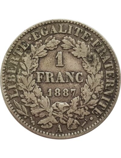 FRANCE 1 FRANC CERES 1887 A (Paris) TB+ (G465a)