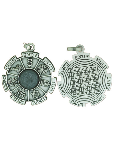 Médaille 40mm Esotérique EXO 7 en Métal Argenté avec Aimant