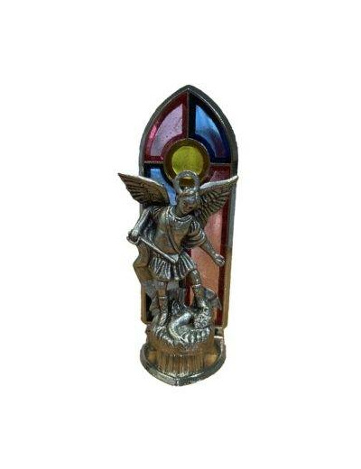 Statuette en Métal Argenté avec Vitrail 4cm - ST MICHEL