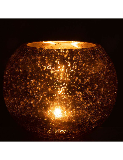 Photophore boule craquelée verre effet nacre or medium 20x20x16cm