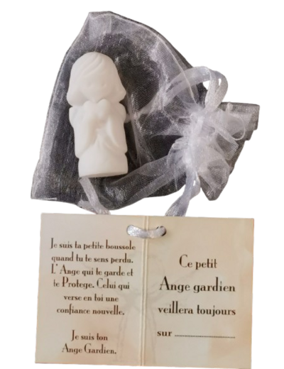 Ange Gardien Fille Coeur -Statue en Albaster 4,5cm + TULLE