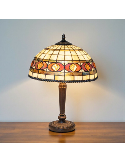 Lampe à poser Vitralia Verre et Métal Blanc et marron 48x35cm
